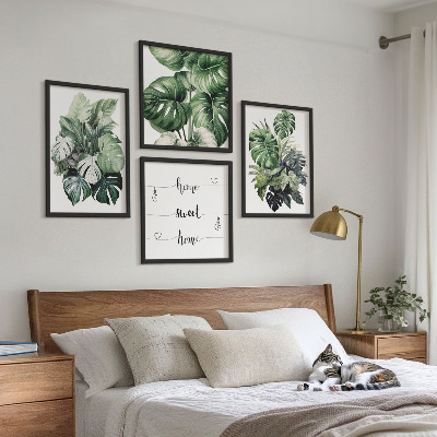 Composição de quadros Folhas tropicais verdes em aquarela
