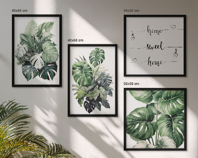 Composição de quadros Folhas tropicais verdes em aquarela