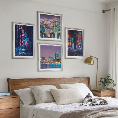 Composição de quadros Cidades noturnas com luzes de néon