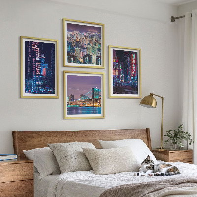 Composição de quadros Cidades noturnas com luzes de néon