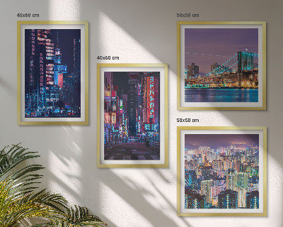 Composição de quadros Cidades noturnas com luzes de néon