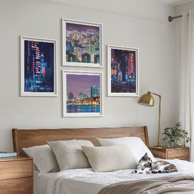 Composição de quadros Cidades noturnas com luzes de néon