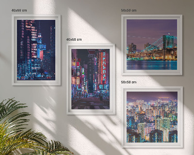 Composição de quadros Cidades noturnas com luzes de néon