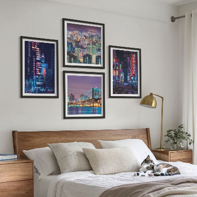 Composição de quadros Cidades noturnas com luzes de néon