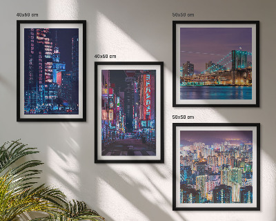 Composição de quadros Cidades noturnas com luzes de néon