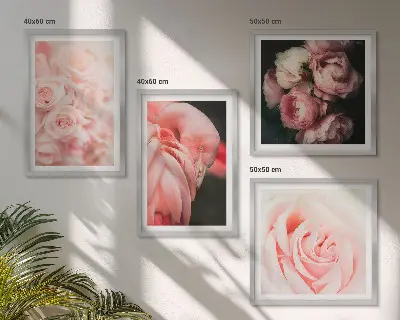 Políptico com moldura de flamingos rosa pastel