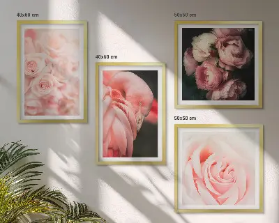 Políptico com moldura de flamingos rosa pastel