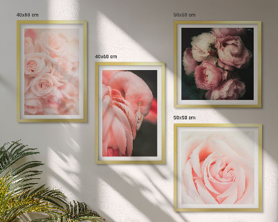 Políptico com moldura flamingos rosa pastel