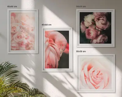Políptico com moldura de flamingos rosa pastel