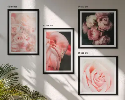 Políptico com moldura de flamingos rosa pastel
