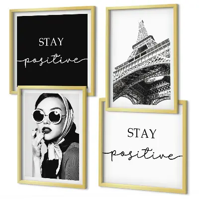 Composição de quadros retratos da Torre Eiffel com slogans