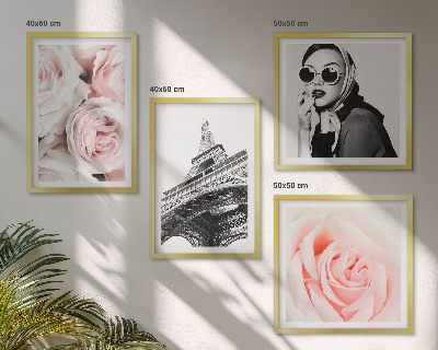 Políptico com moldura O retrato de uma mulher por Eiffel, rosas