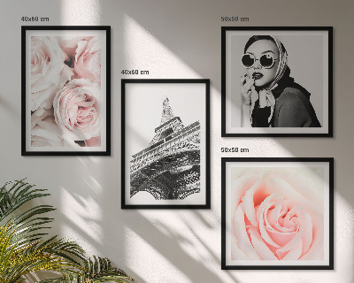 Políptico com moldura O retrato de uma mulher por Eiffel, rosas