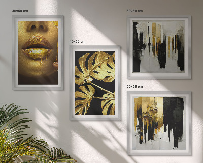 Políptico com moldura Pintura abstrata de folhas