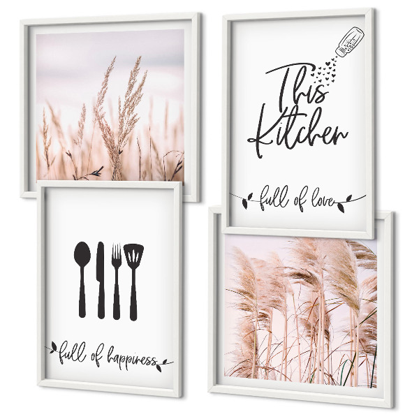 Composição de quadros Letras de grama boho para cozinha