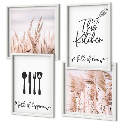 Composição de quadros Letras de grama boho para cozinha