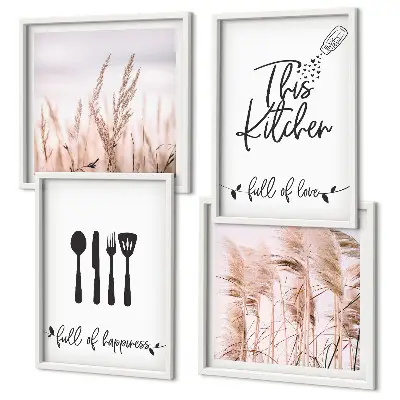 Composição de quadros letras decorativas estilo boho para cozinha