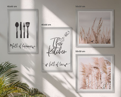 Composição de quadros Letras de grama boho para cozinha