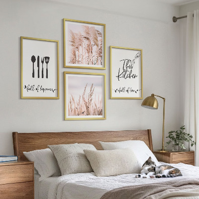 Composição de quadros Letras de grama boho para cozinha