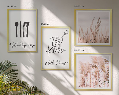 Composição de quadros Letras de grama boho para cozinha