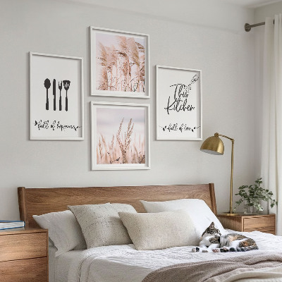 Composição de quadros Letras de grama boho para cozinha