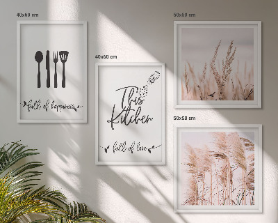 Composição de quadros Letras de grama boho para cozinha