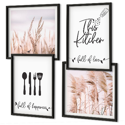 Composição de quadros Letras de grama boho para cozinha