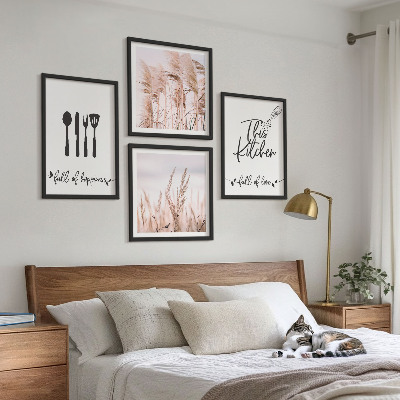 Composição de quadros Letras de grama boho para cozinha