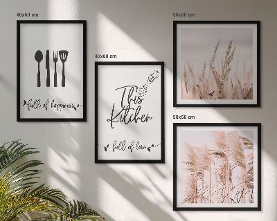 Composição de quadros Letras de grama boho para cozinha