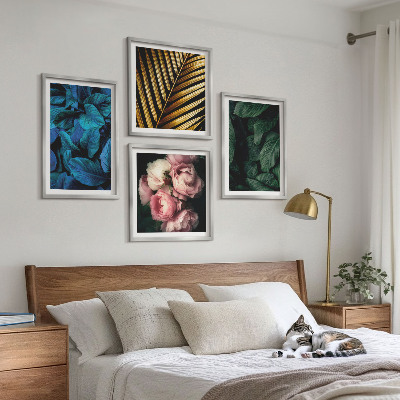 Composição de quadros Folhas e flores em cores