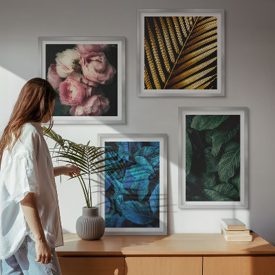 Composição de quadros Folhas e flores em cores