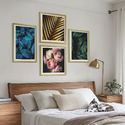 Composição de quadros Folhas e flores em cores