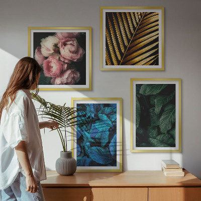 Composição de quadros Folhas e flores em cores