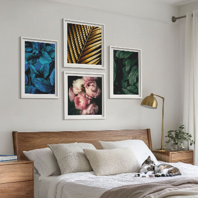 Composição de quadros Folhas e flores em cores