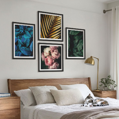 Composição de quadros Folhas e flores em cores