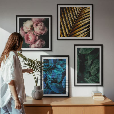 Composição de quadros Folhas e flores em cores