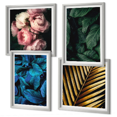 Composição de quadros Folhas e flores em cores