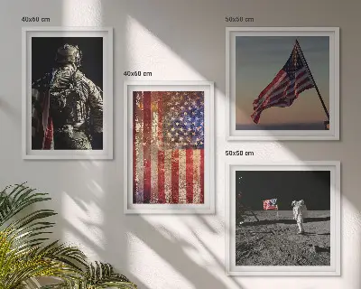 Composição de quadros com a bandeira dos Estados Unidos