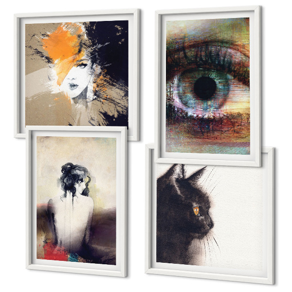 Composição de quadros Retrato de uma mulher, olho, cores, emoções