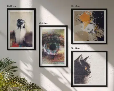 Composição de quadros retrato de uma mulher com foco em olho, cores e emoções