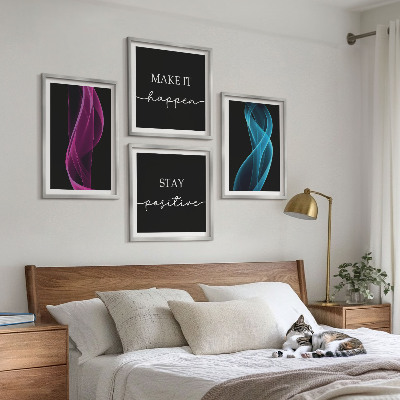 Composição de quadros Ondas de linhas de néon no fundo