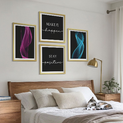 Composição de quadros Ondas de linhas de néon no fundo