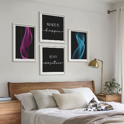 Composição de quadros Ondas de linhas de néon no fundo