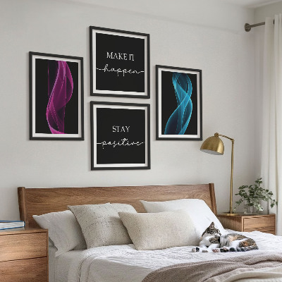 Composição de quadros Ondas de linhas de néon no fundo