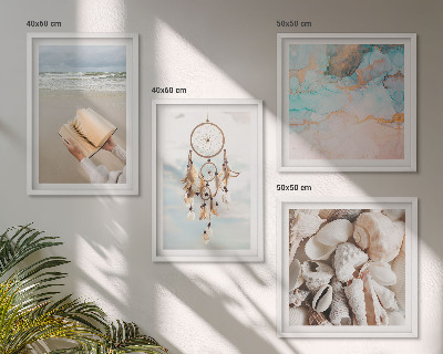Políptico com moldura livro boho de conchas do mar