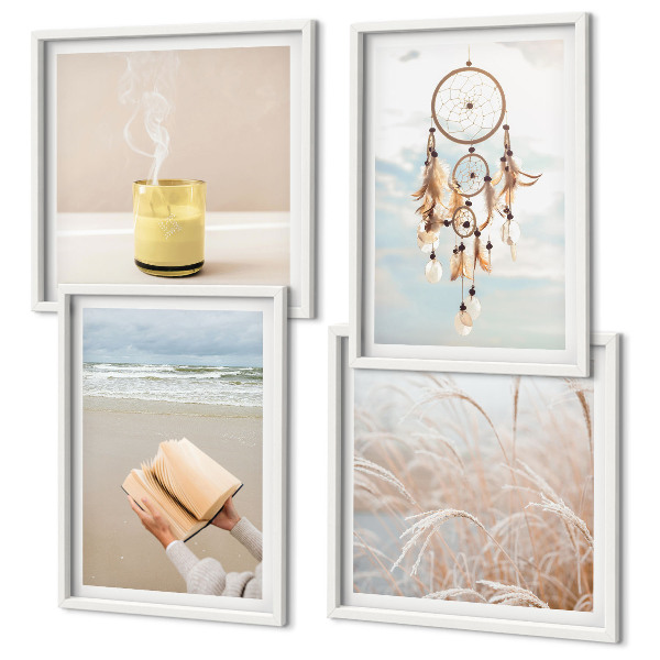 Políptico com moldura Paisagens de verão em estilo boho