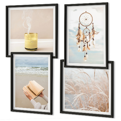 Políptico com moldura Paisagens de verão em estilo boho