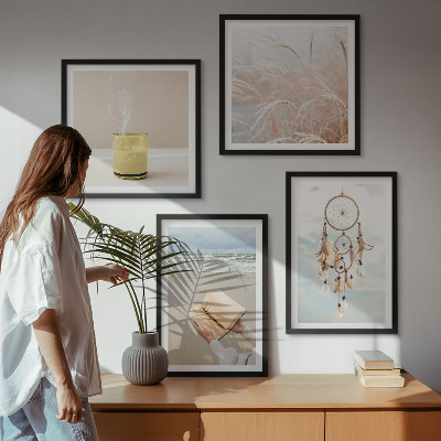 Políptico com moldura Paisagens de verão em estilo boho