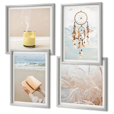 Políptico com moldura Paisagens de verão em estilo boho