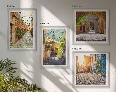 Composição de quadros com ruas encantadoras com pedras
